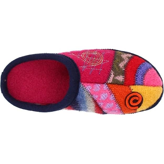 Haflinger Calypso Wool Slippers - 38 / Pacific/Strawberry
