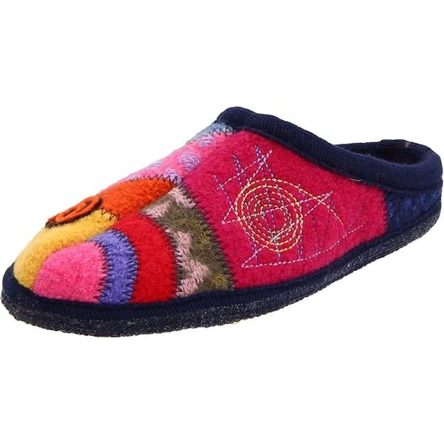 Haflinger Calypso Wool Slippers - 38 / Pacific/Strawberry