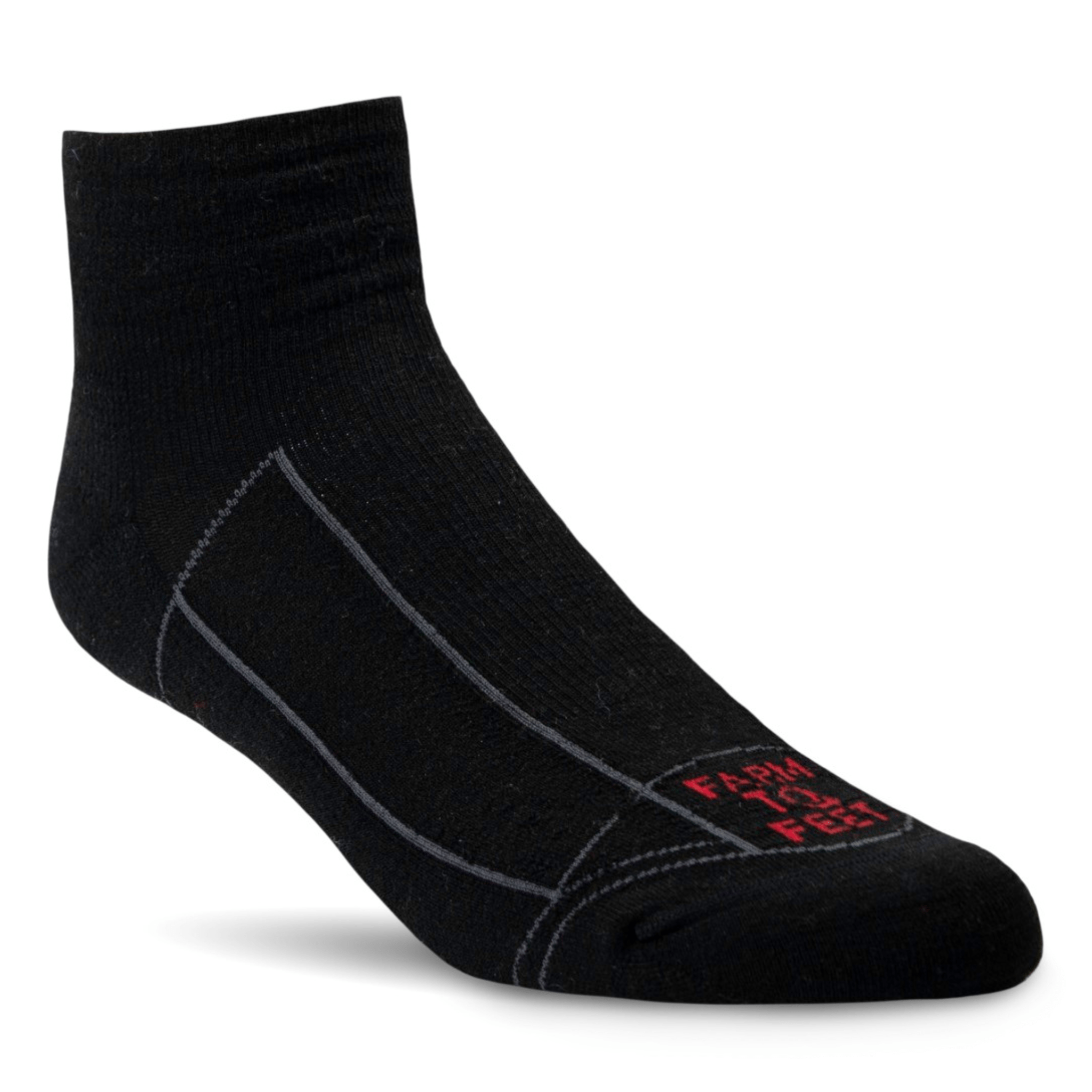 Farm to Feet Greensboro 1/4 Crew Light Cushion Socks  -  Medium / Black