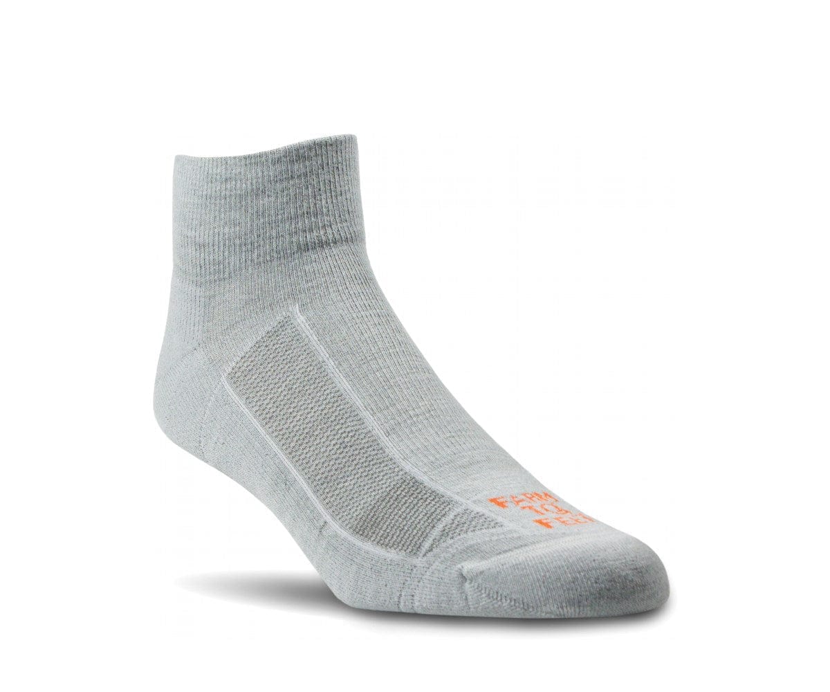 Farm to Feet Greensboro 1/4 Crew Light Cushion Socks  -  Medium / Silver/Red Orange