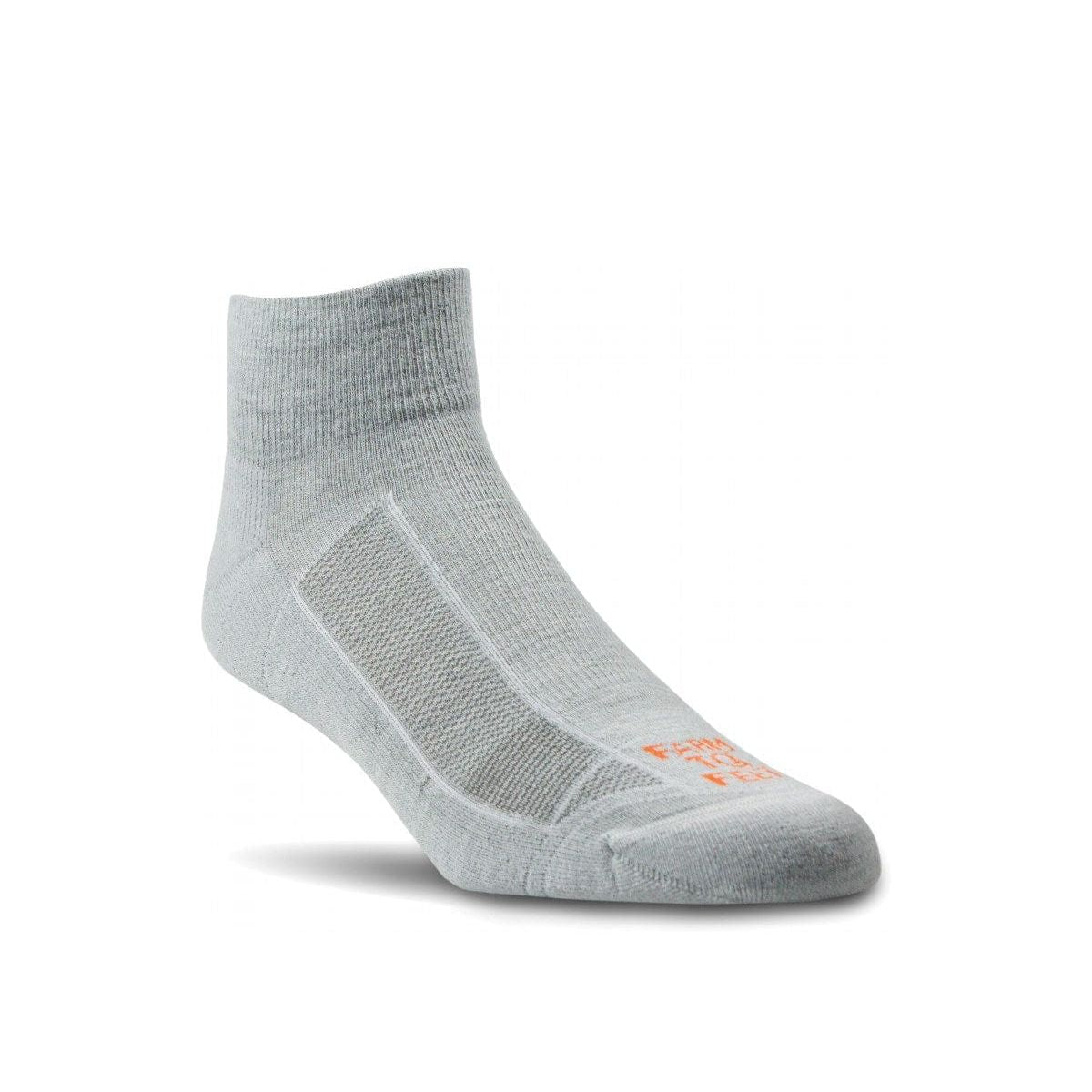 Farm to Feet Greensboro 1/4 Crew Light Cushion Socks - Medium / Silver/Red Orange