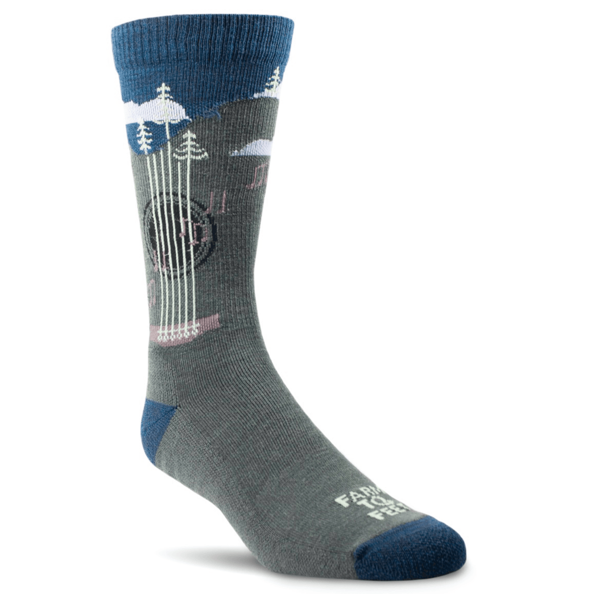 Farm to Feet Floyd Light Cushion Crew Socks  -  Medium / Denim Blue Heather/Dark Shadow