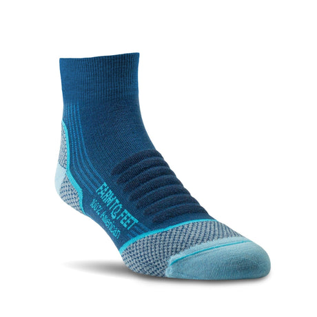 Farm to Feet Mens Damascus Light Targeted Cushion 1/4 Crew Socks  -  Small / Denim Blue/Pow Blue