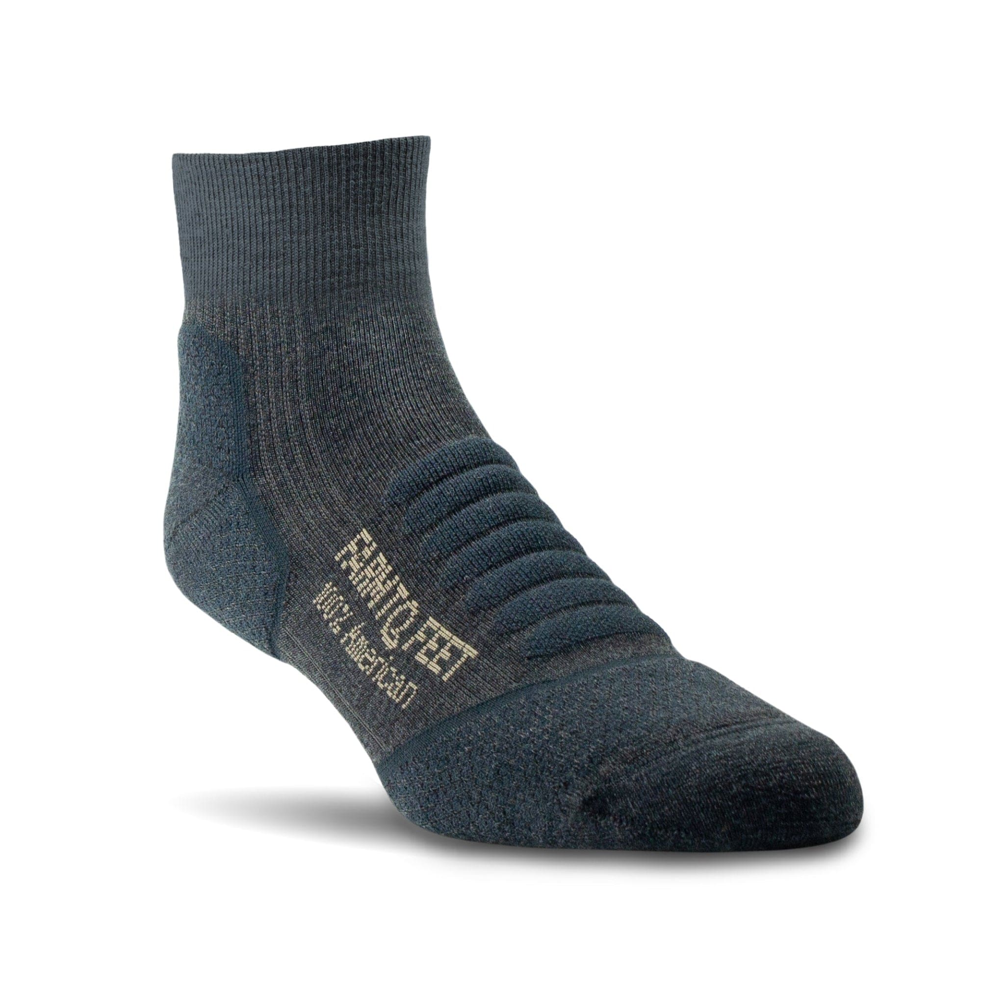 Farm to Feet Mens Damascus Light Targeted Cushion 1/4 Crew Socks  -  Small / Shadow