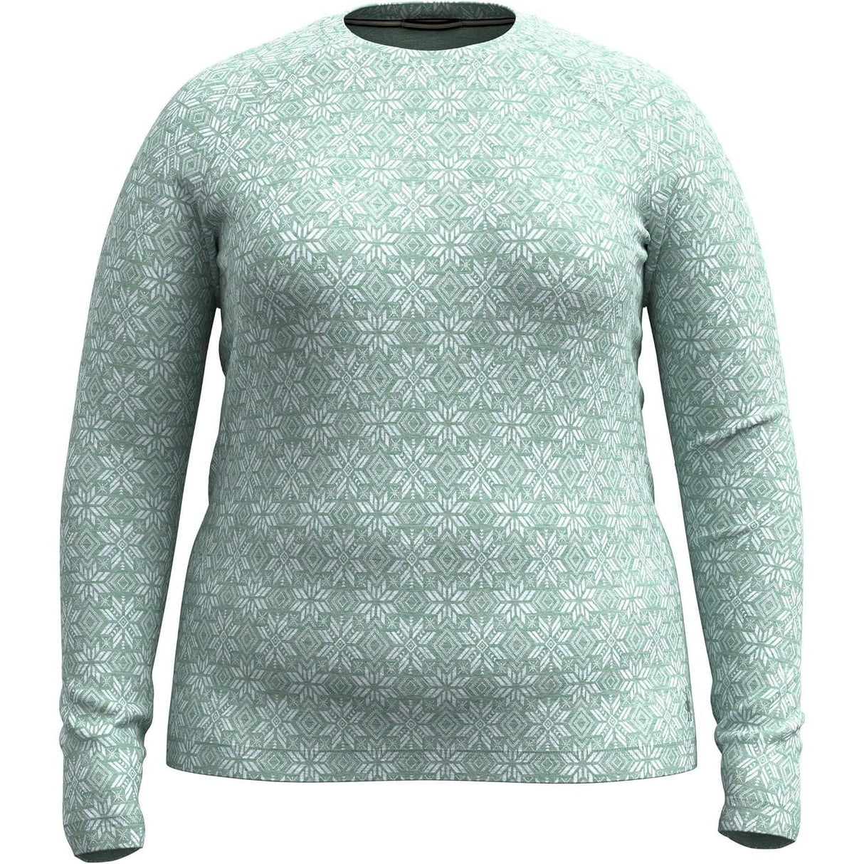 Smartwool Womens Classic Thermal Merino Base Layer Crew Plus - Clearance  -  2X / Arctic Green Digi Snow