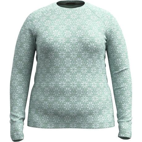 Smartwool Womens Classic Thermal Merino Base Layer Crew Plus - Clearance  -  2X / Arctic Green Digi Snow