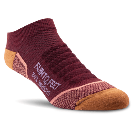Farm to Feet Damascus Light Cushion No-Show Tab Hiking Socks  -  Small / Plum