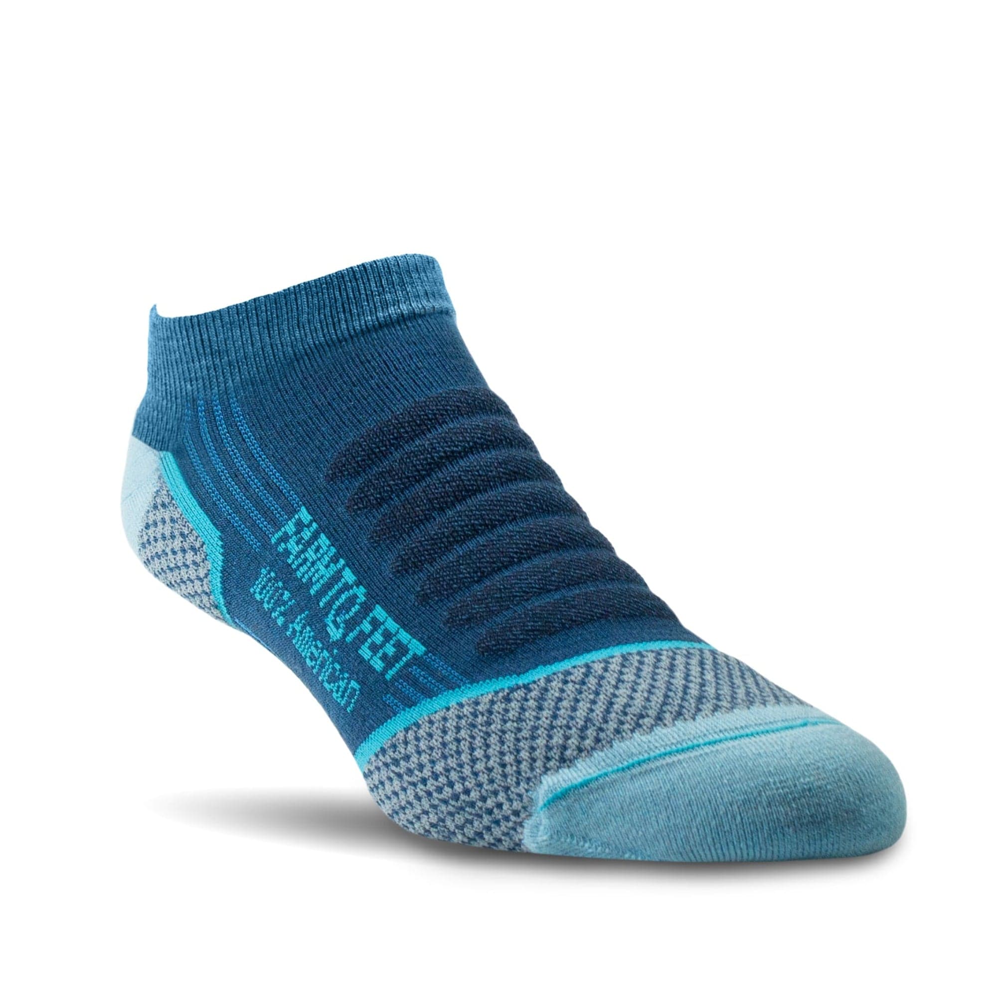 Farm to Feet Damascus Light Cushion No-Show Tab Hiking Socks  -  Small / Denim Blue/Pow Blue