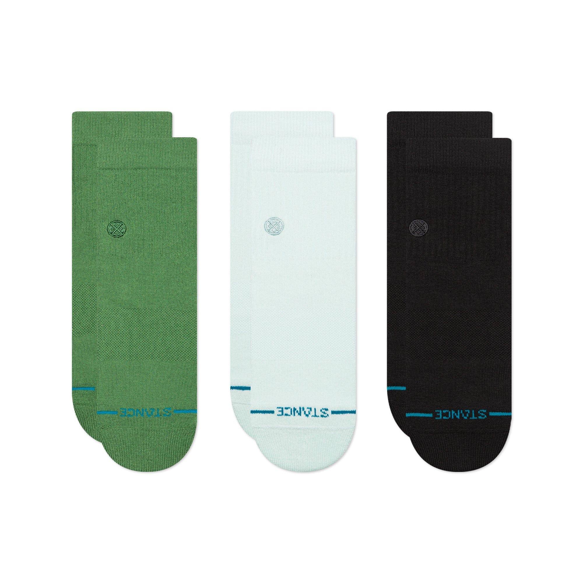 Stance Icon Quarter 3-Pack Socks  -  Medium / Green
