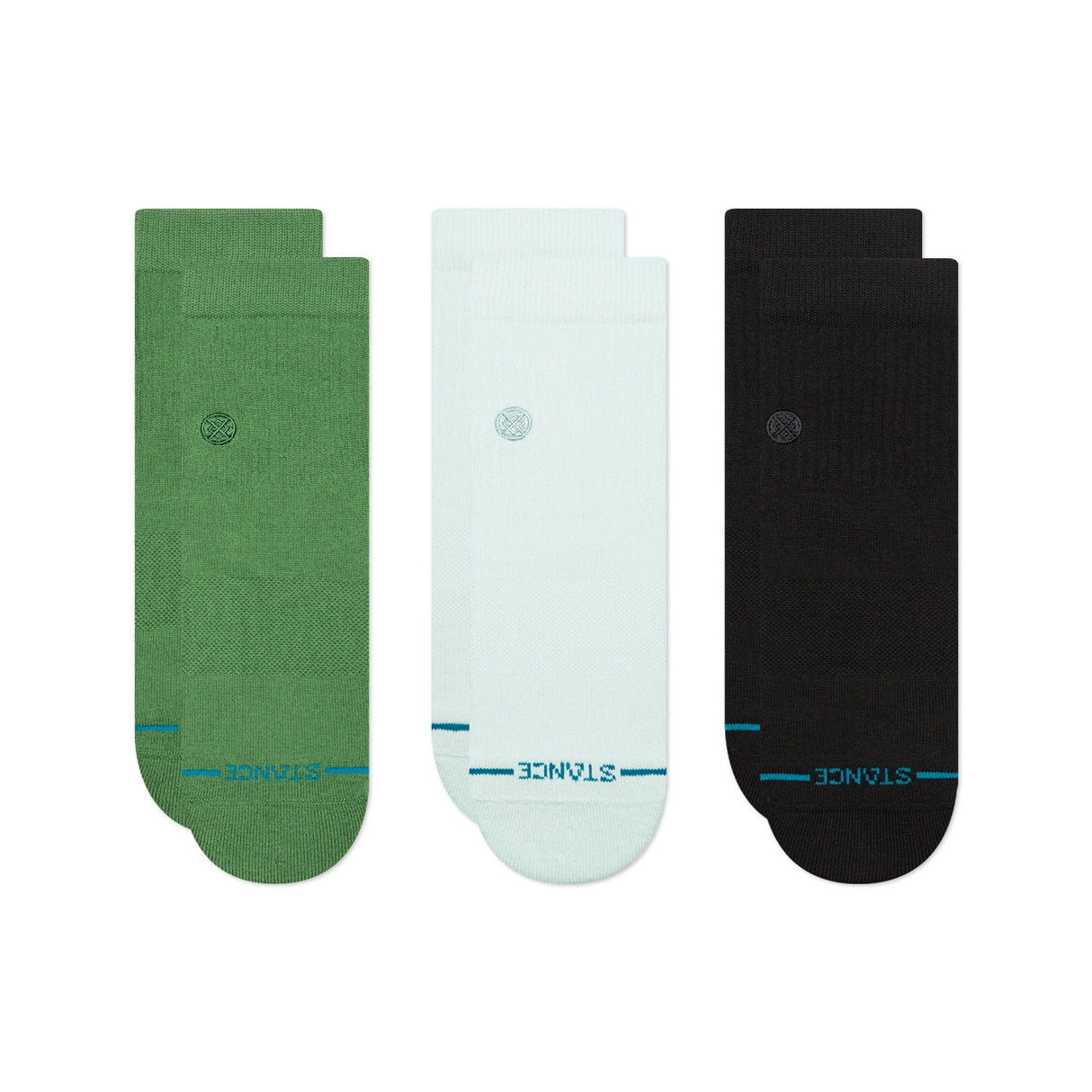 Stance Icon Quarter 3-Pack Socks  -  Medium / Green