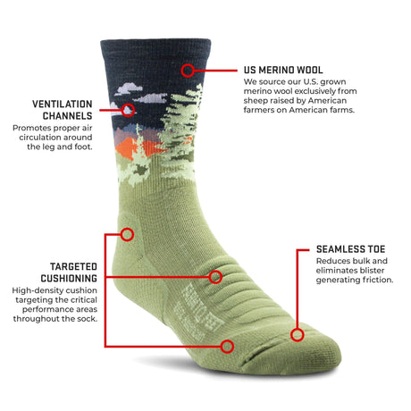 Farm to Feet Cascade Locks Light Targeted Cushion 3/4 Crew Hiking Socks  -