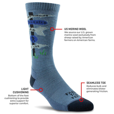 Farm to Feet Zoar Everyday Light Cushion Crew Socks  -