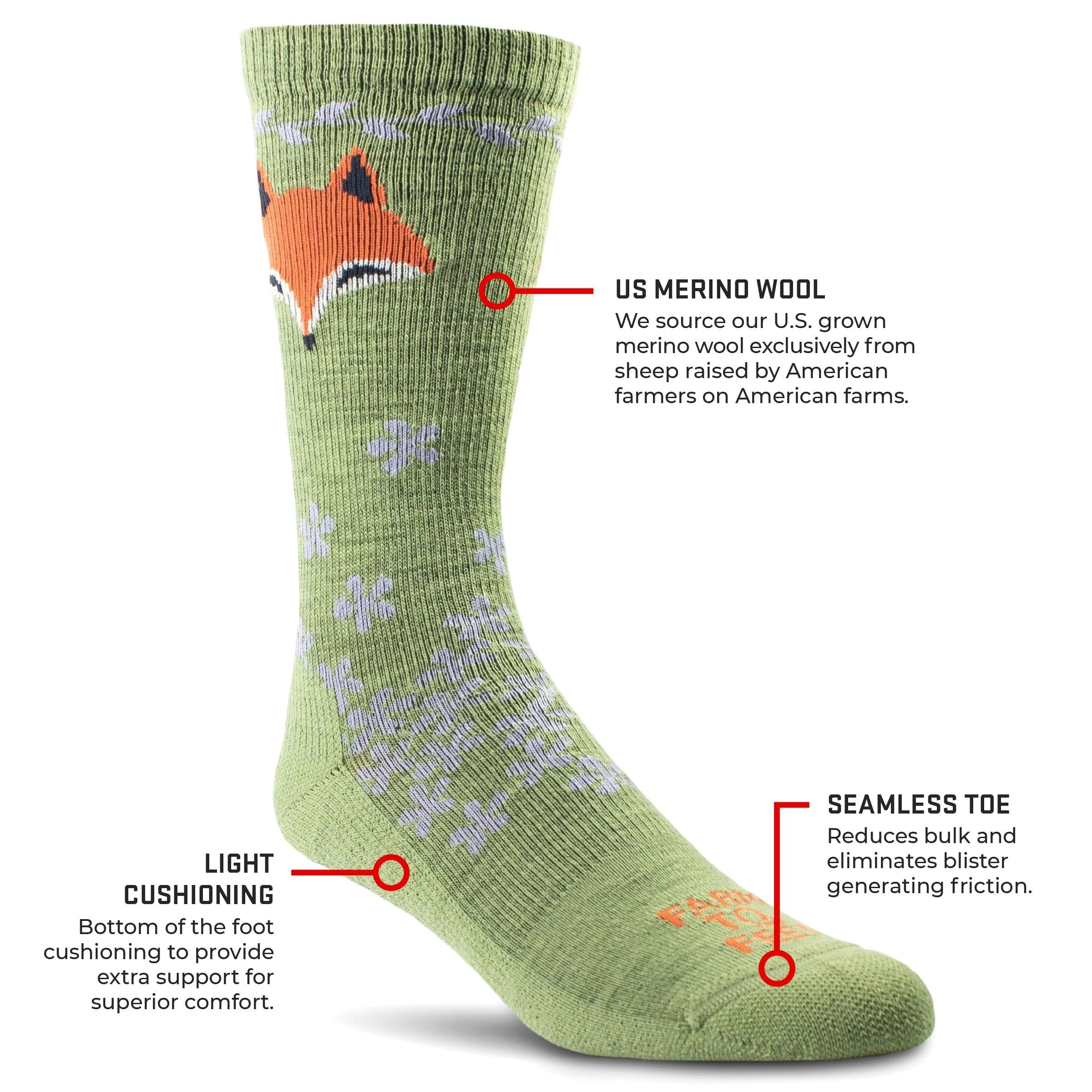 Farm to Feet Womens Emeryville Fox Graphic Crew Socks  -