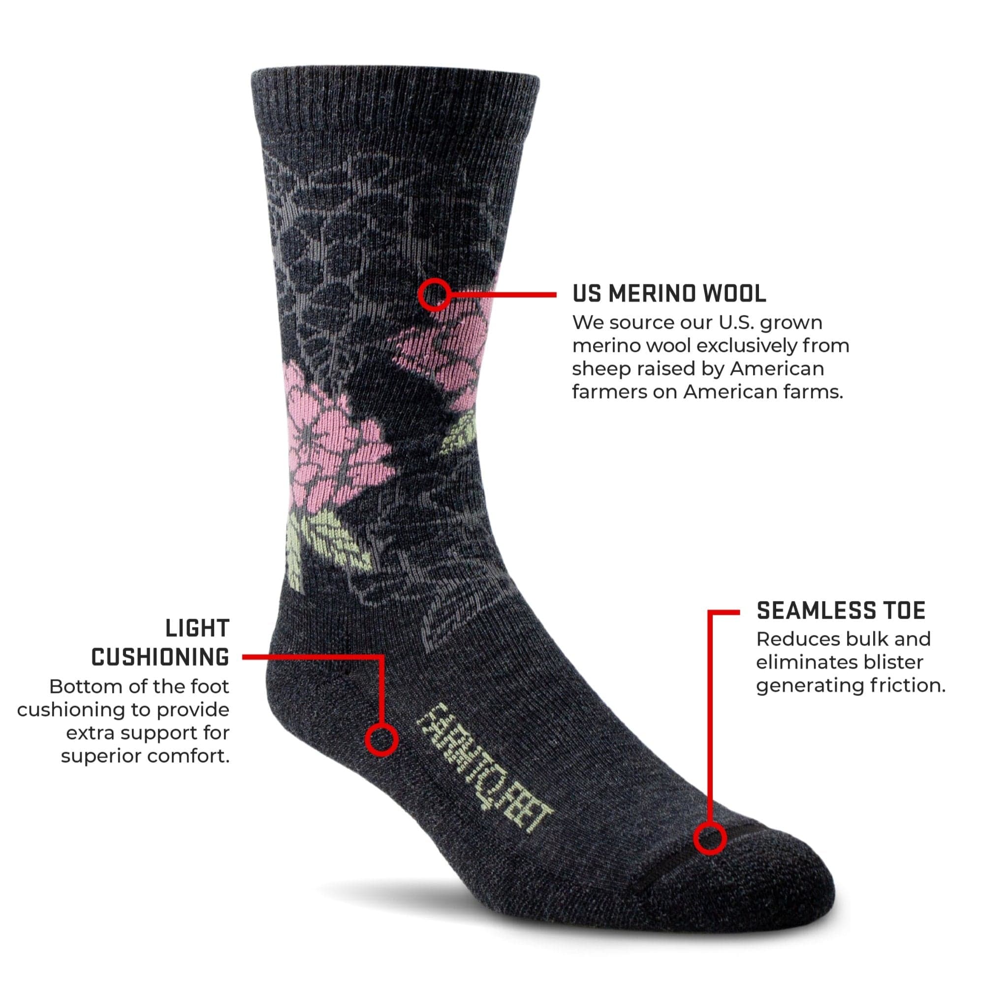 Farm to Feet Springer Mountain Crew Light Cushion Socks  -