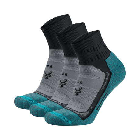 Balega Blister Resist Quarter 3-Pack Socks  -  Small / Grey/Blue