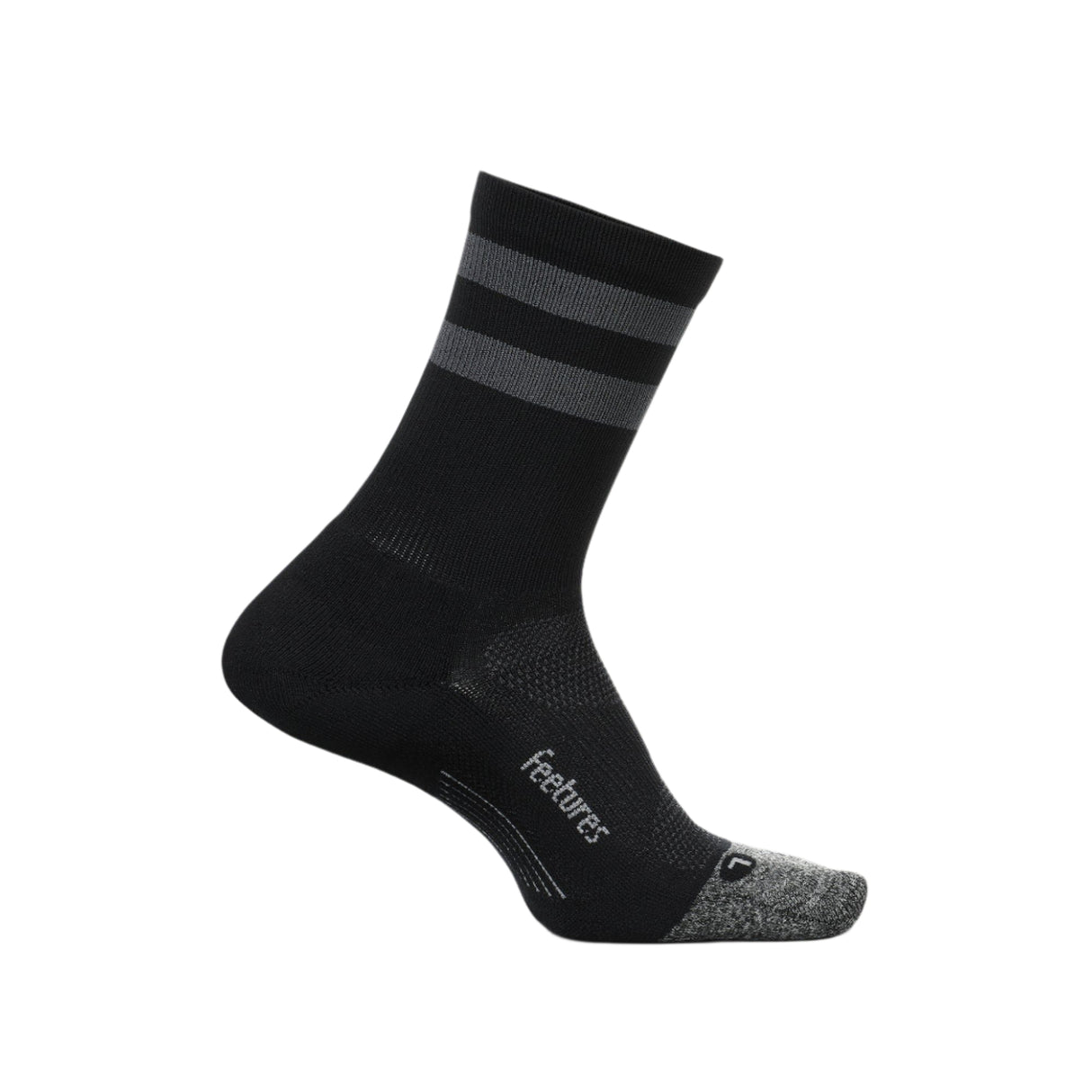 Feetures Elite Light Cushion Mini Crew Socks  -  Medium / Black High Top Stripe