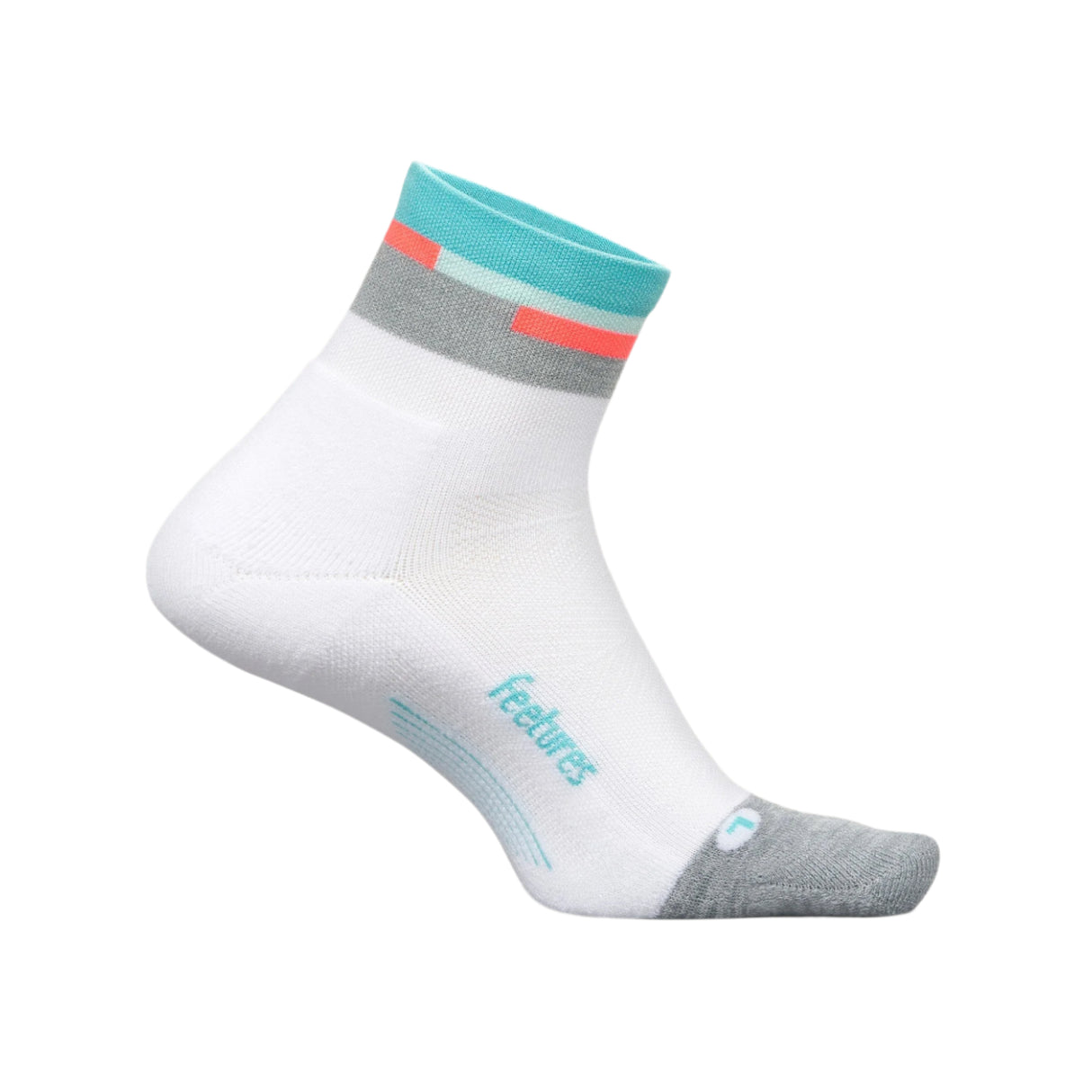 Feetures Elite Light Cushion Quarter Socks - Small / Aquatic White