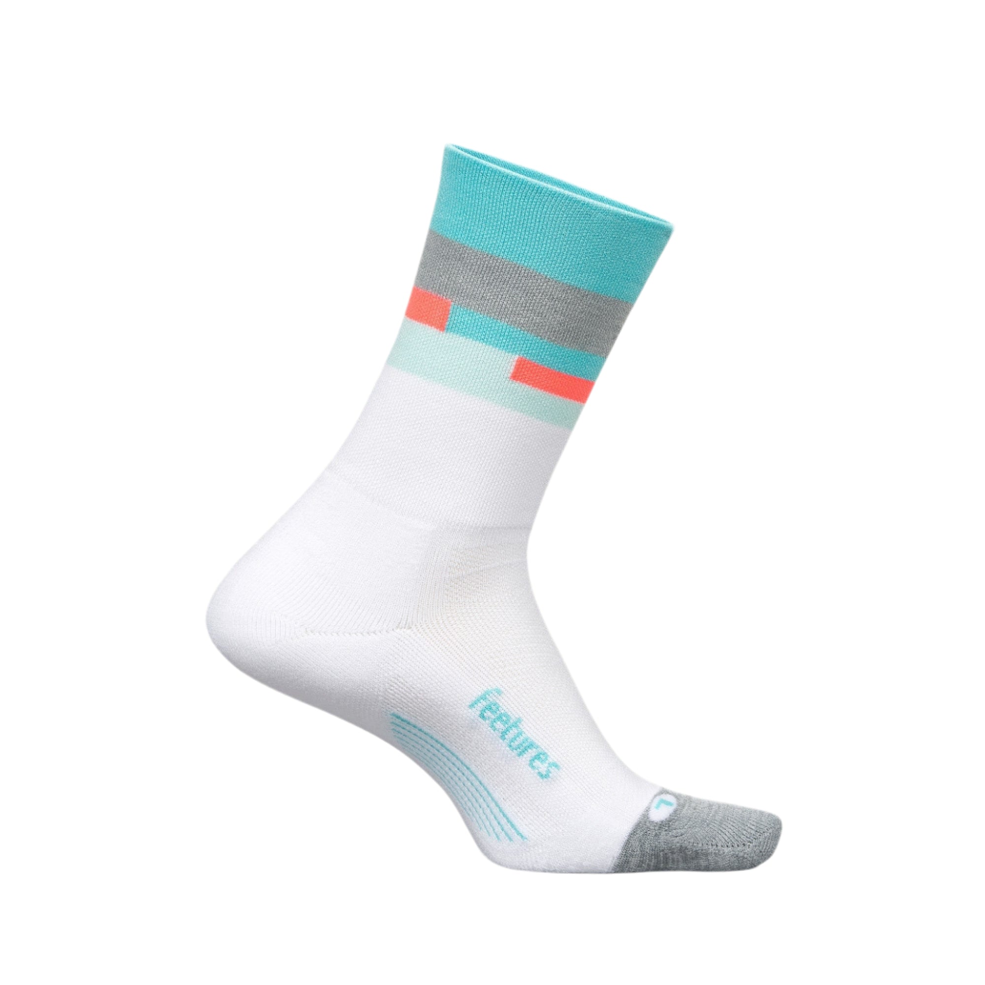 Feetures Elite Light Cushion Mini Crew Socks  -  Small / Aquatic White