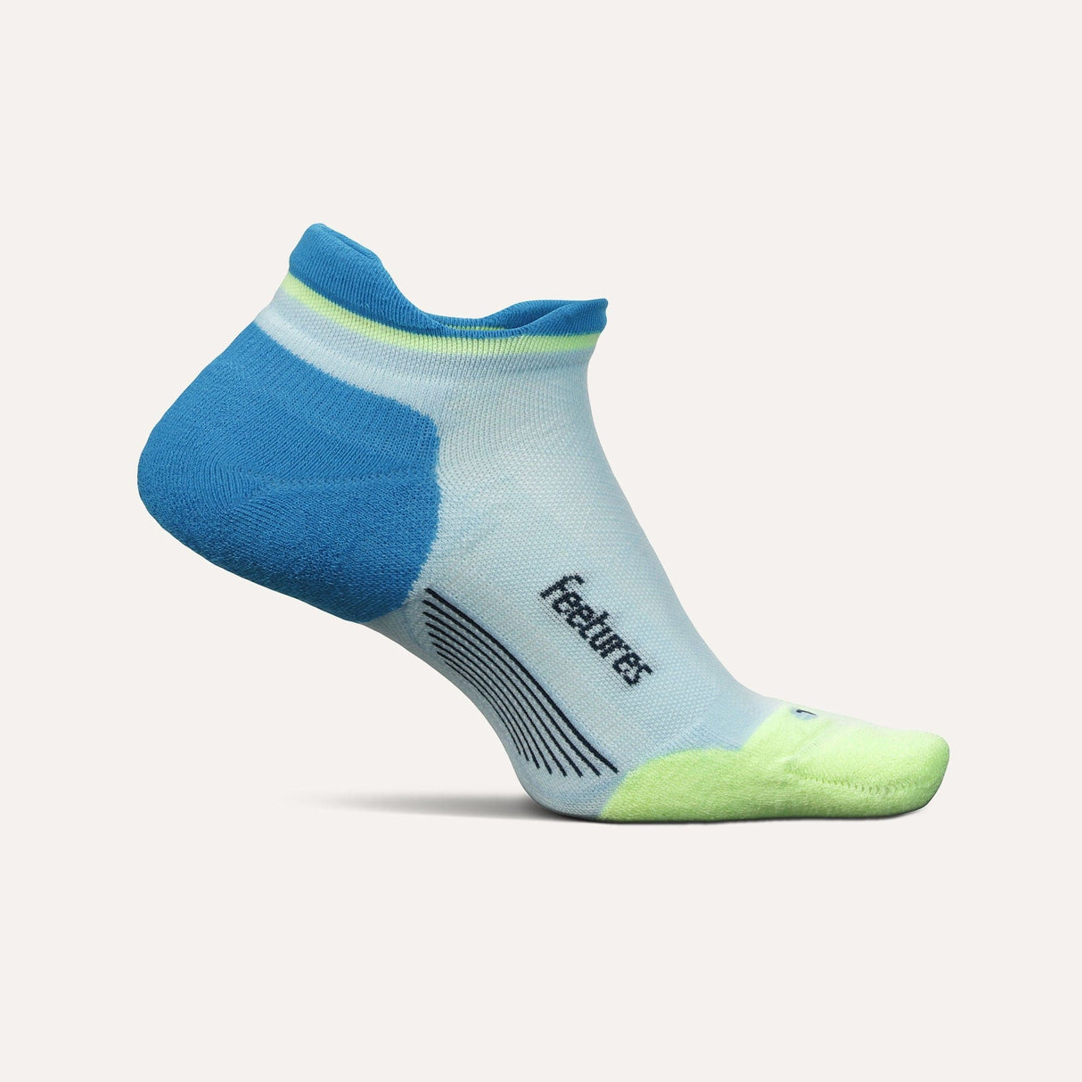 Feetures Elite Max Cushion No Show Tab Socks  -  Small / Blue Crystal