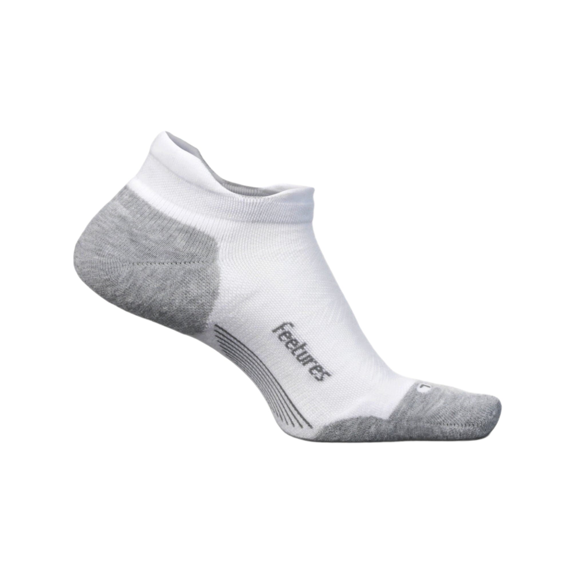 Feetures Elite Max Cushion No Show Tab Socks  -  Small / White
