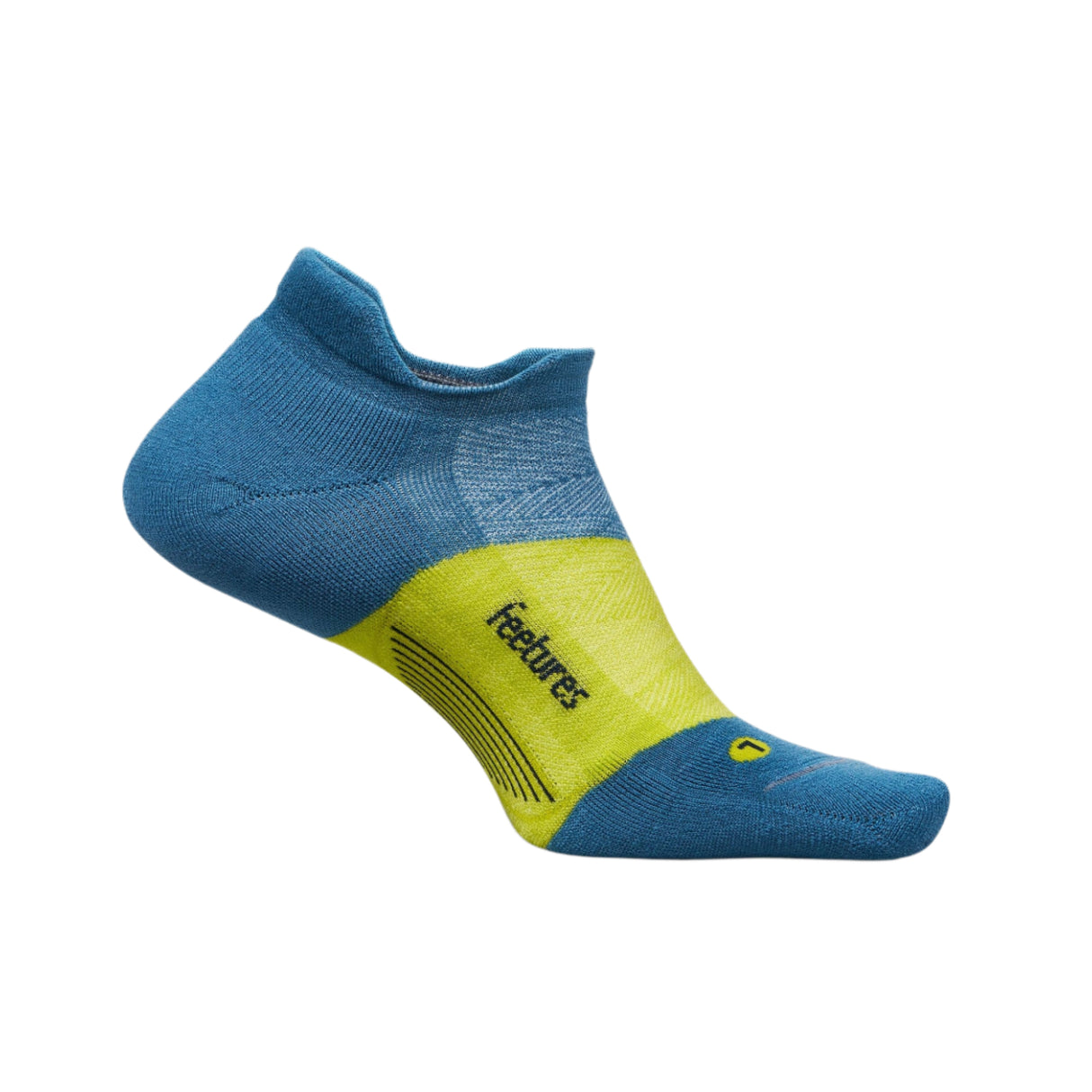 Feetures Merino 10 Max Cushion No Show Tab Socks  -  Medium / Elemental Blue