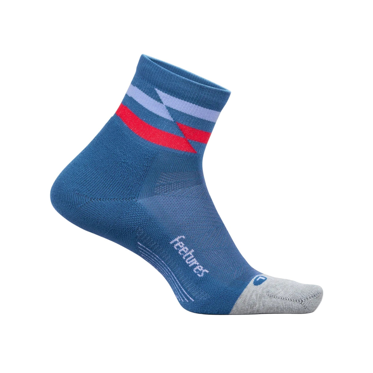 Feetures Elite Light Cushion Quarter Socks - Small / Blue Track