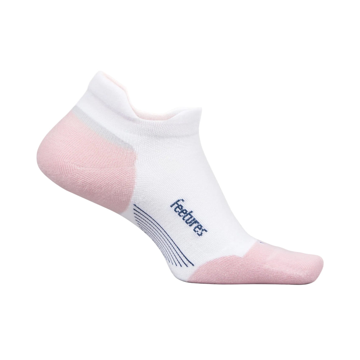 Feetures Elite Max Cushion No Show Tab Socks - Small / White Rose