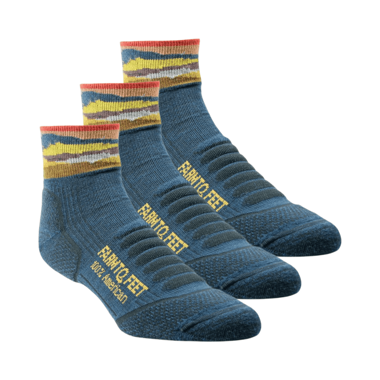 Farm to Feet Max Patch Lightweight Mini Crew Hiking 3-Pack Socks - Small / Denim Heather