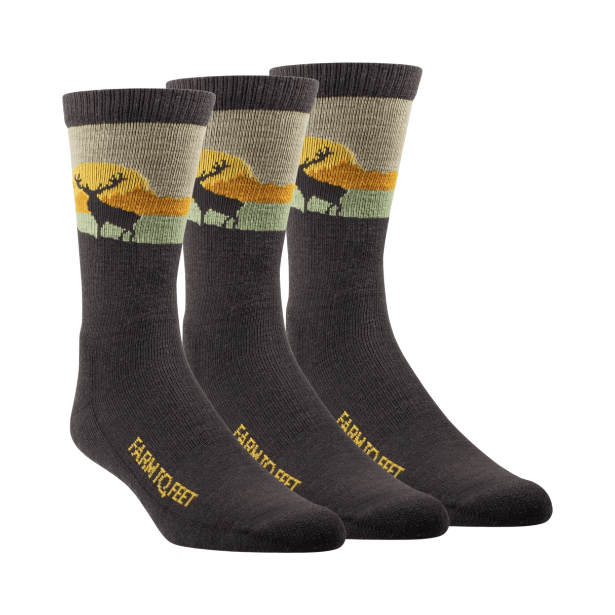 Farm to Feet Pineville Everyday Light Cushion Crew 3-Pack Socks  -  Medium / Brown