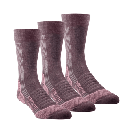 Farm to Feet Damascus Light Cushion Crew Hiking Socks 3-Pack  -  Small / Dewberry