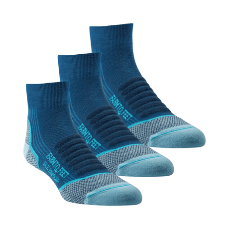 Farm to Feet Mens Damascus Light Cushion 1/4 Crew 3-Pack Socks  -  Small / Denim Blue/Pow Blue