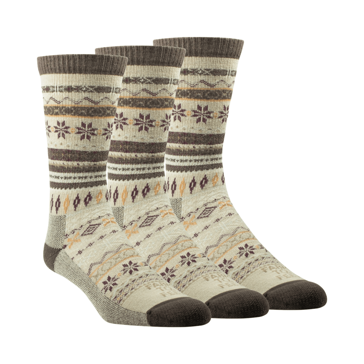 Farm to Feet Womens Hamilton Fair Isle Crew 3-Pack Socks  -  Small / Desert Tan