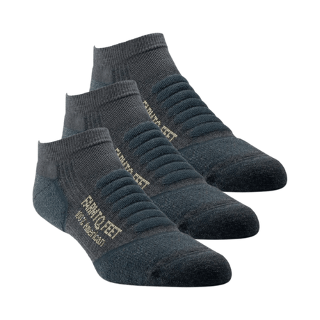 Farm to Feet Damascus Light Cushion No-Show Tab Hiking 3-Pack Socks  -  Small / Shadow