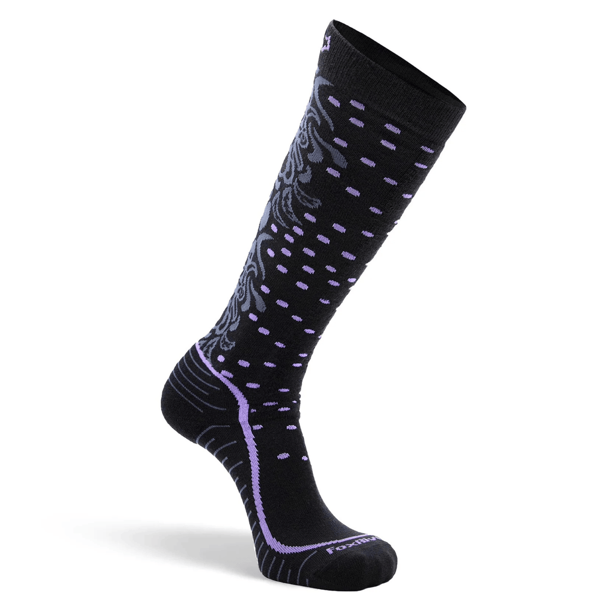 Fox River Womens Falling Leaf Lightweight OTC Ski and Snowboard Socks - Small / Black