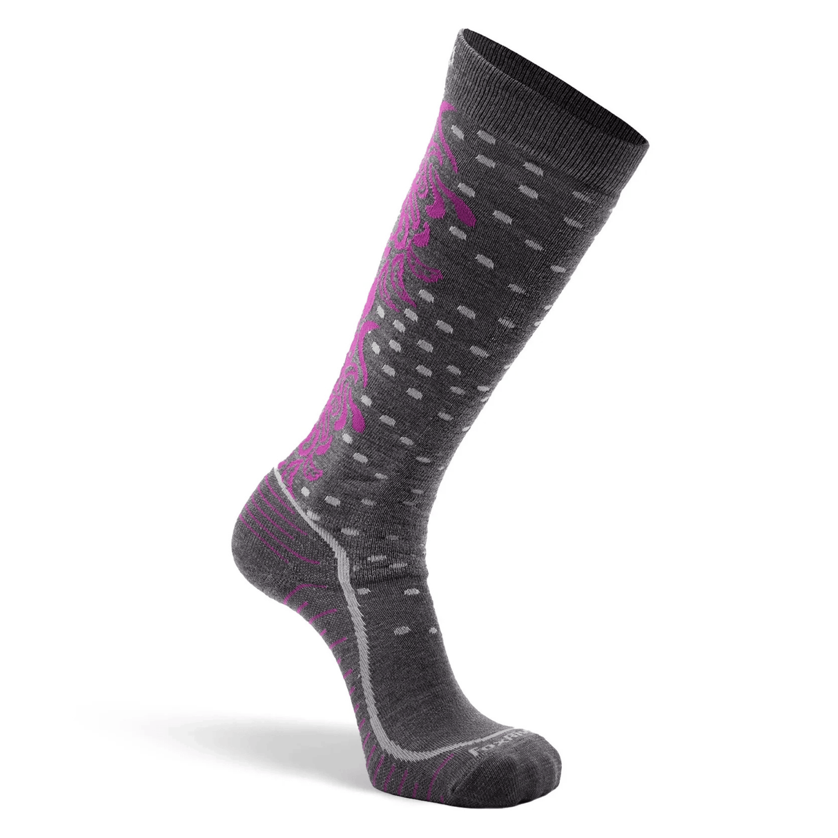 Fox River Womens Falling Leaf Lightweight OTC Ski and Snowboard Socks - Small / Grey