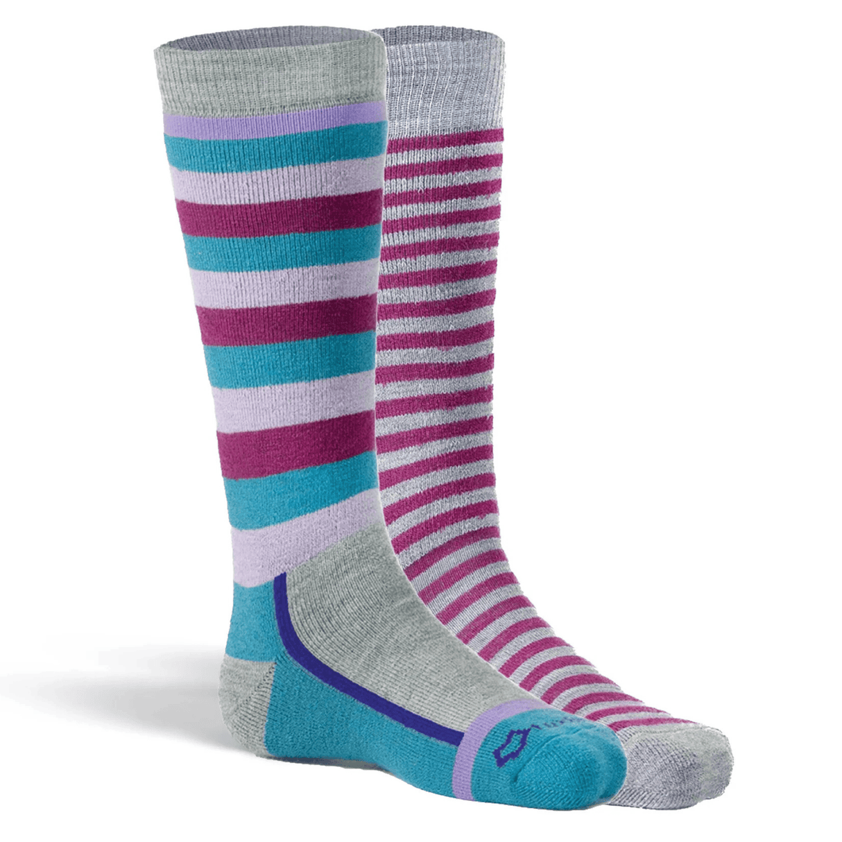 Fox River Kids Snow Day Medium Weight OTC Ski and Snowboard 2-Pack Socks - X-Small / Purple Assortment