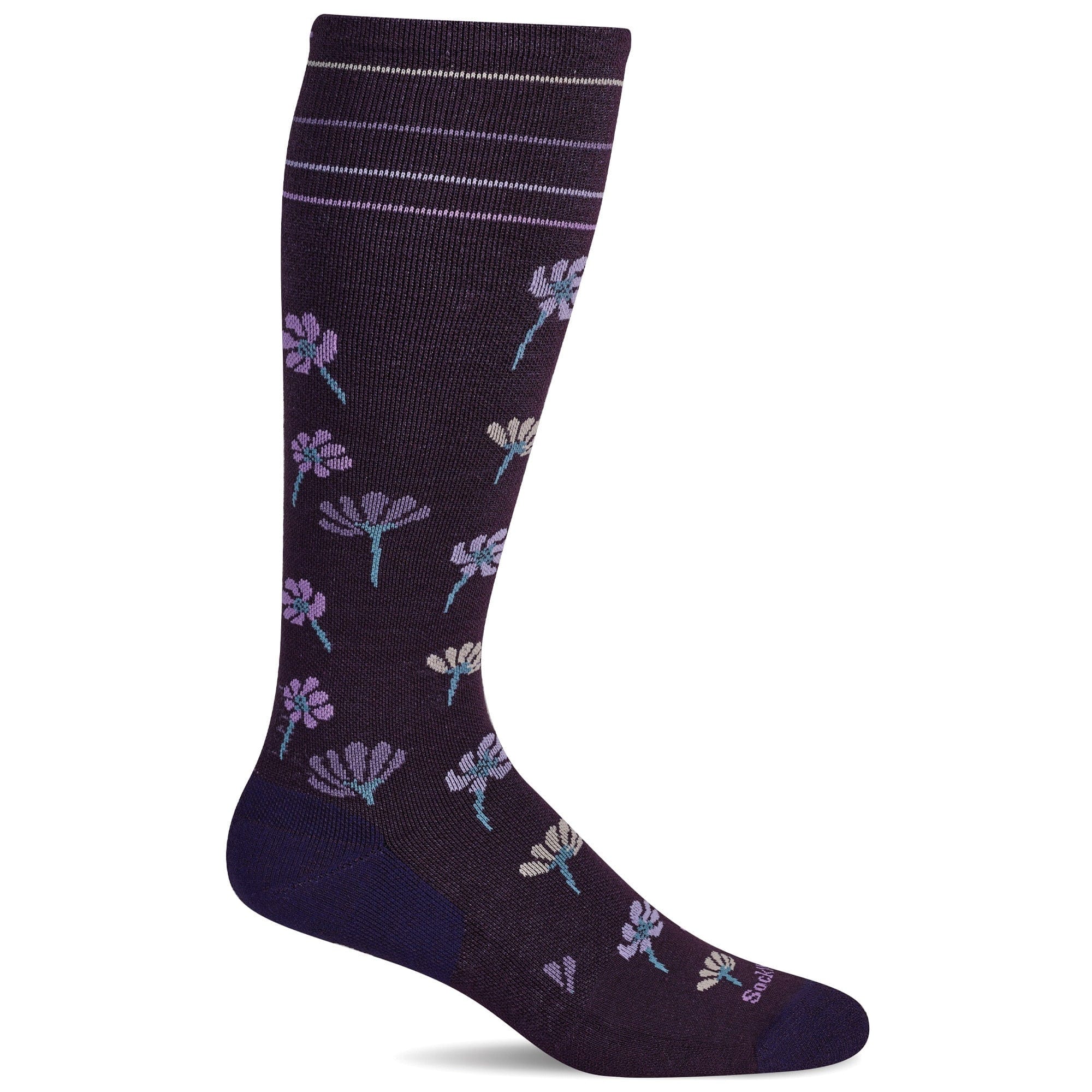 Sockwell Womens Field Flower Moderate Compression Socks  -  Small/Medium / Blackberry