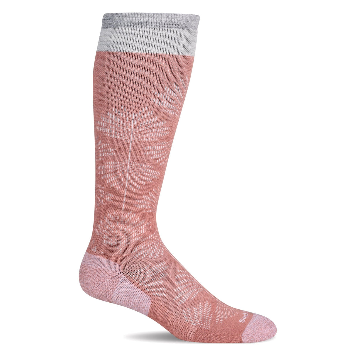 Sockwell Womens Full Floral Wide Calf Fit Moderate Compression Socks - Small/Medium / Pink Clay
