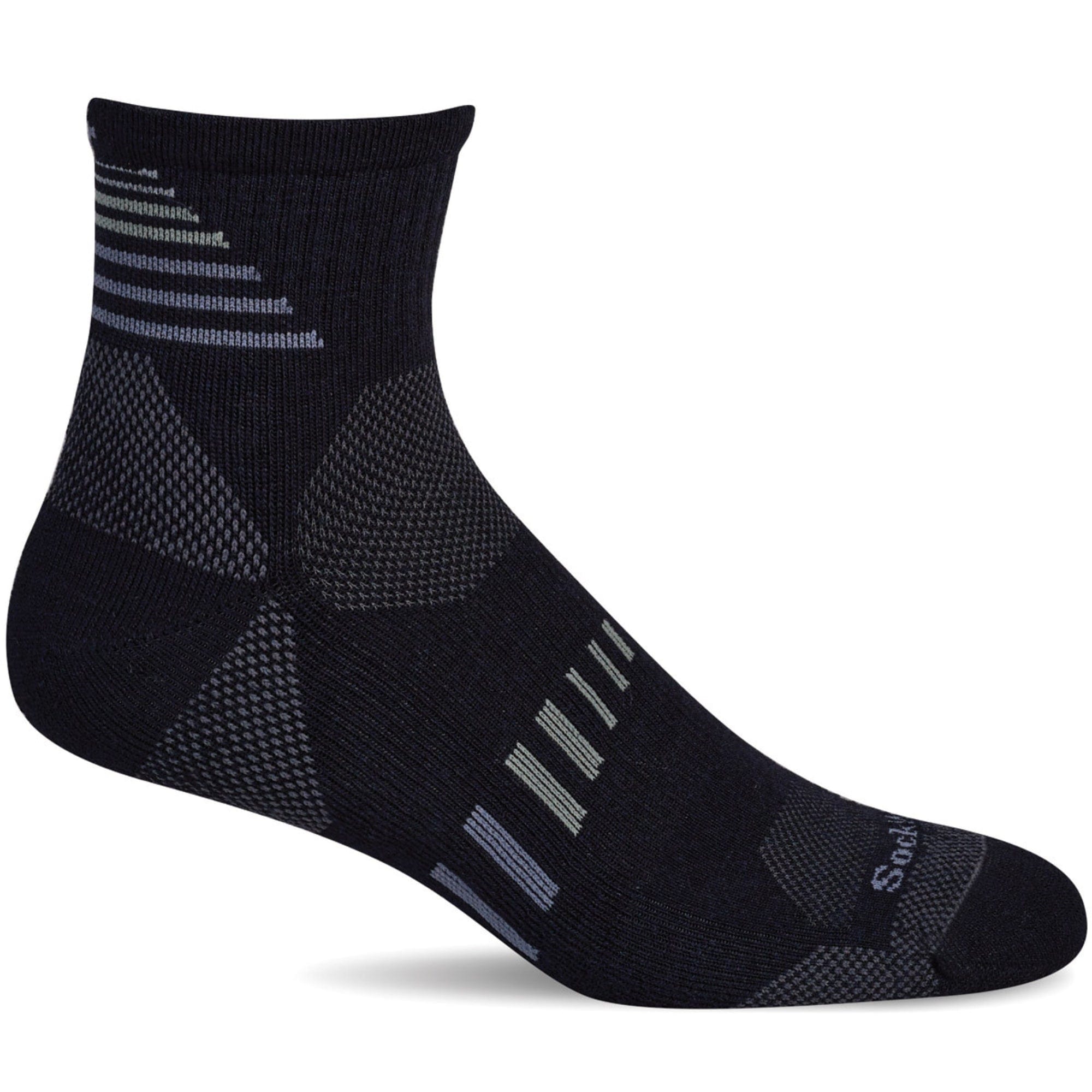 Sockwell Mens Ascend II Moderate Compression Mini Crew Socks  -  Medium/Large / Black