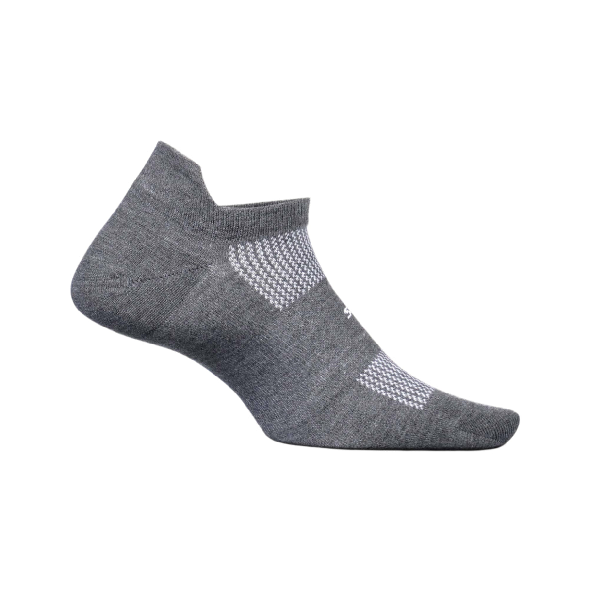 Feetures High Performance Max Cushion No Show Tab Socks - Small / Heather Gray