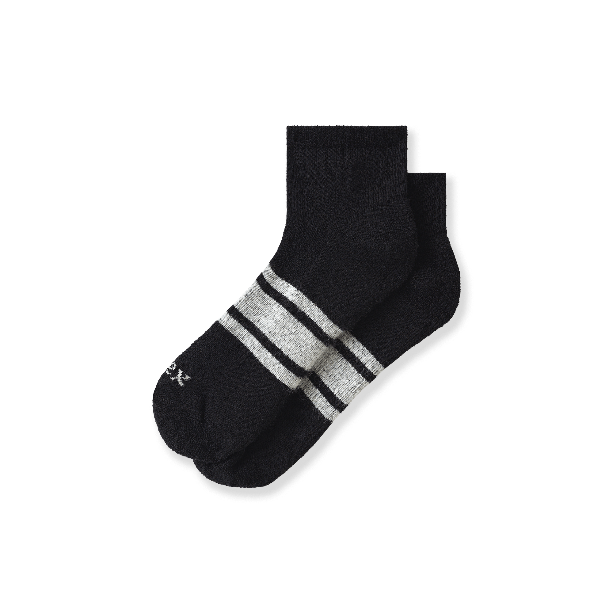 Ibex Lightweight Performance 1/4 Socks  -  Small / Black Gray Stripe