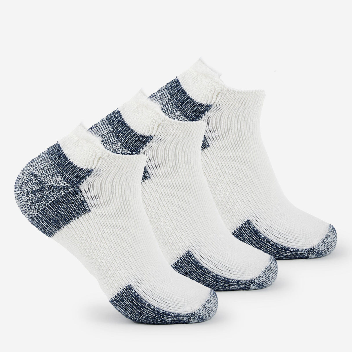 Thorlo Running Maximum Cushion Rolltop Socks  -  Large / White/Navy / 3-Pair Pack