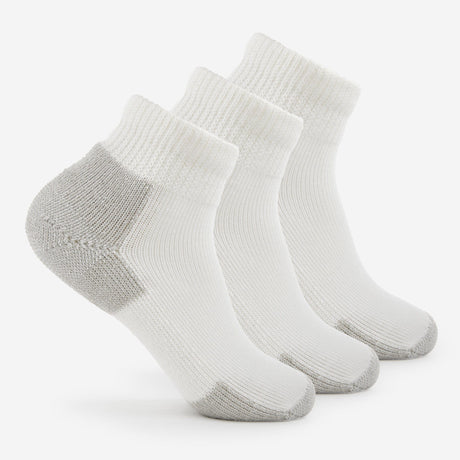 Thorlo Running Foot Protection Heavy Cushion Mini Crew Socks  -  Medium / White/Platinum / 3-Pair Pack