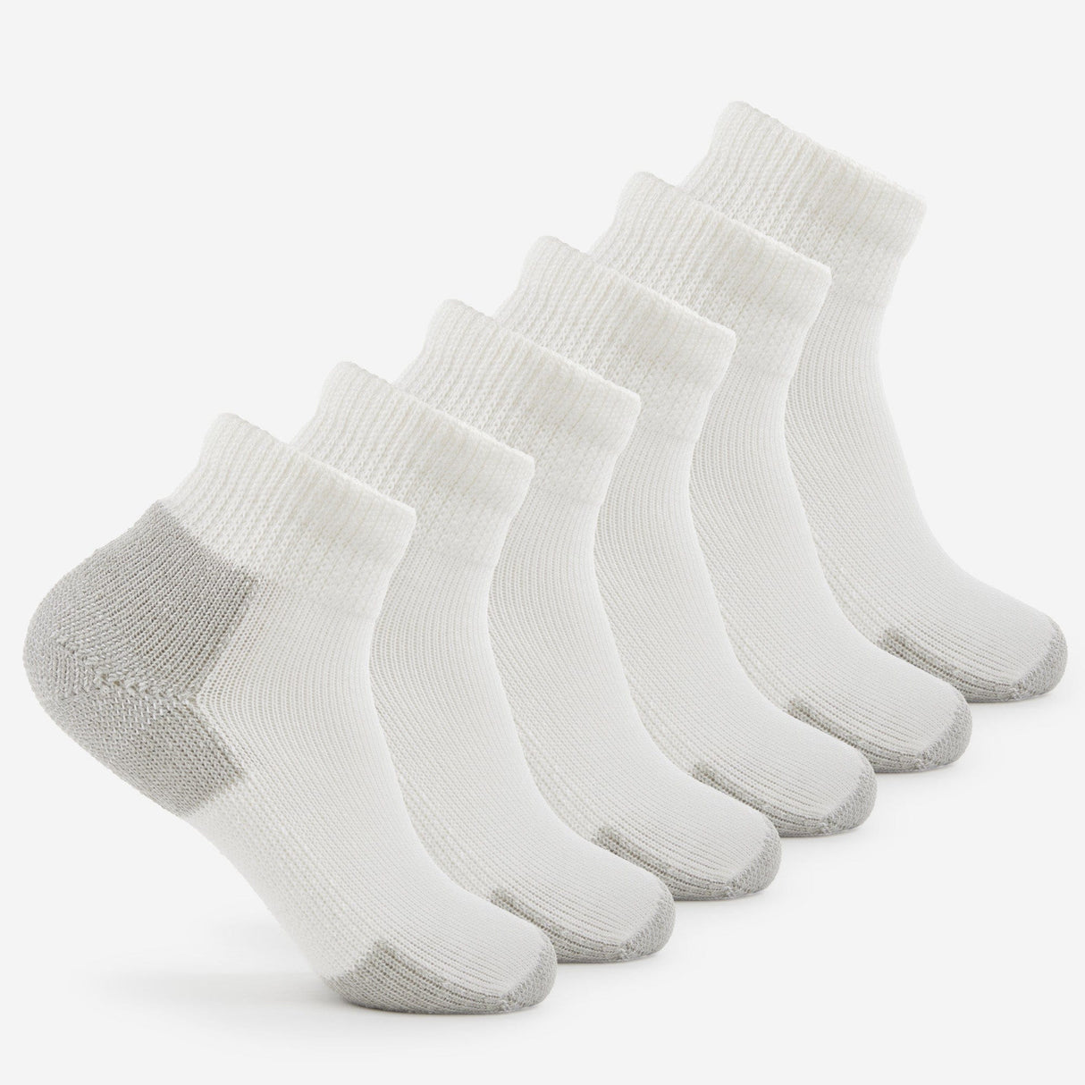 Thorlo Running Foot Protection Heavy Cushion Mini Crew Socks  -  Medium / White/Platinum / 6-Pair Pack