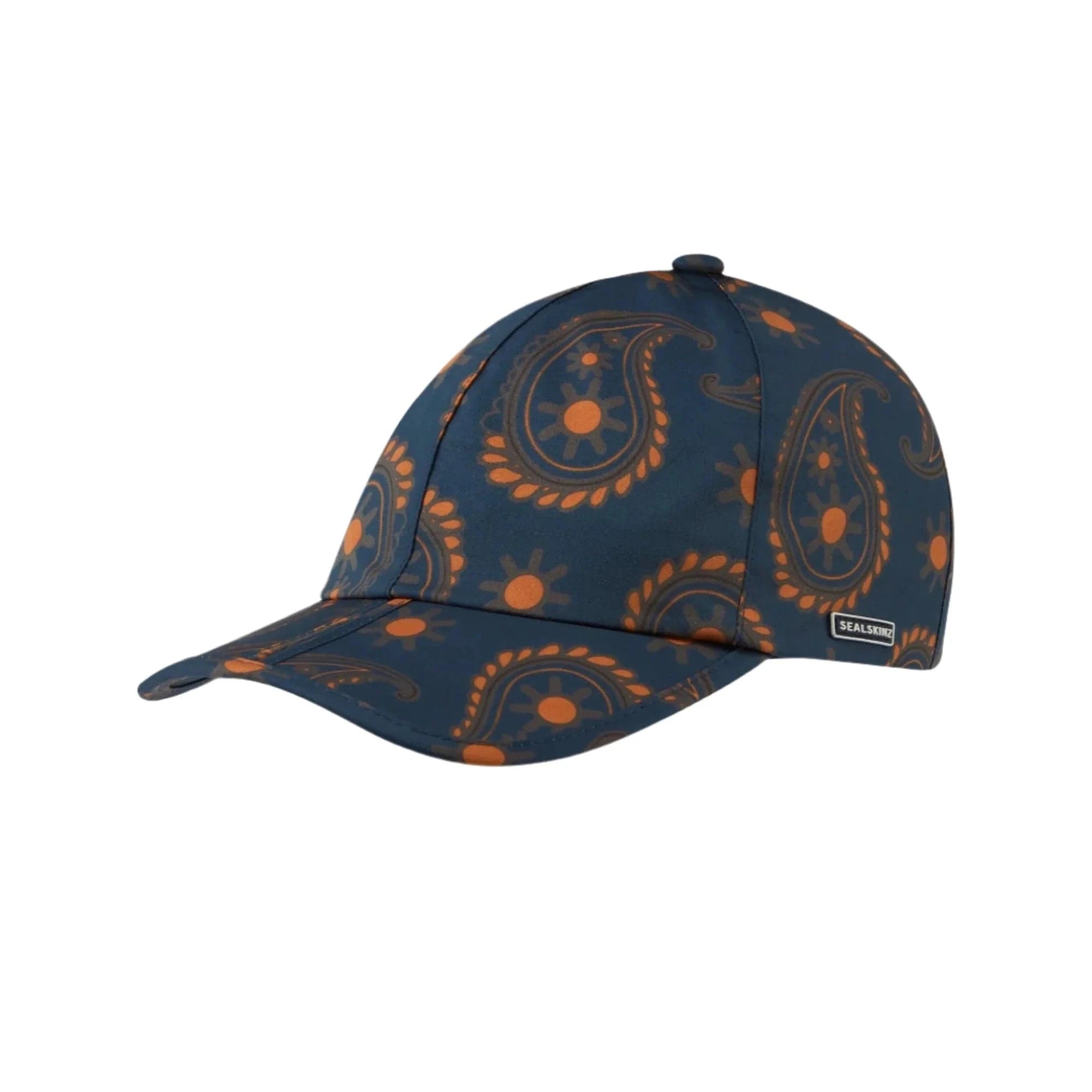 Sealskinz Mattishall Waterproof Foldable Peak Paisley Print Cap  -  One Size Fits Most / Navy/Orange