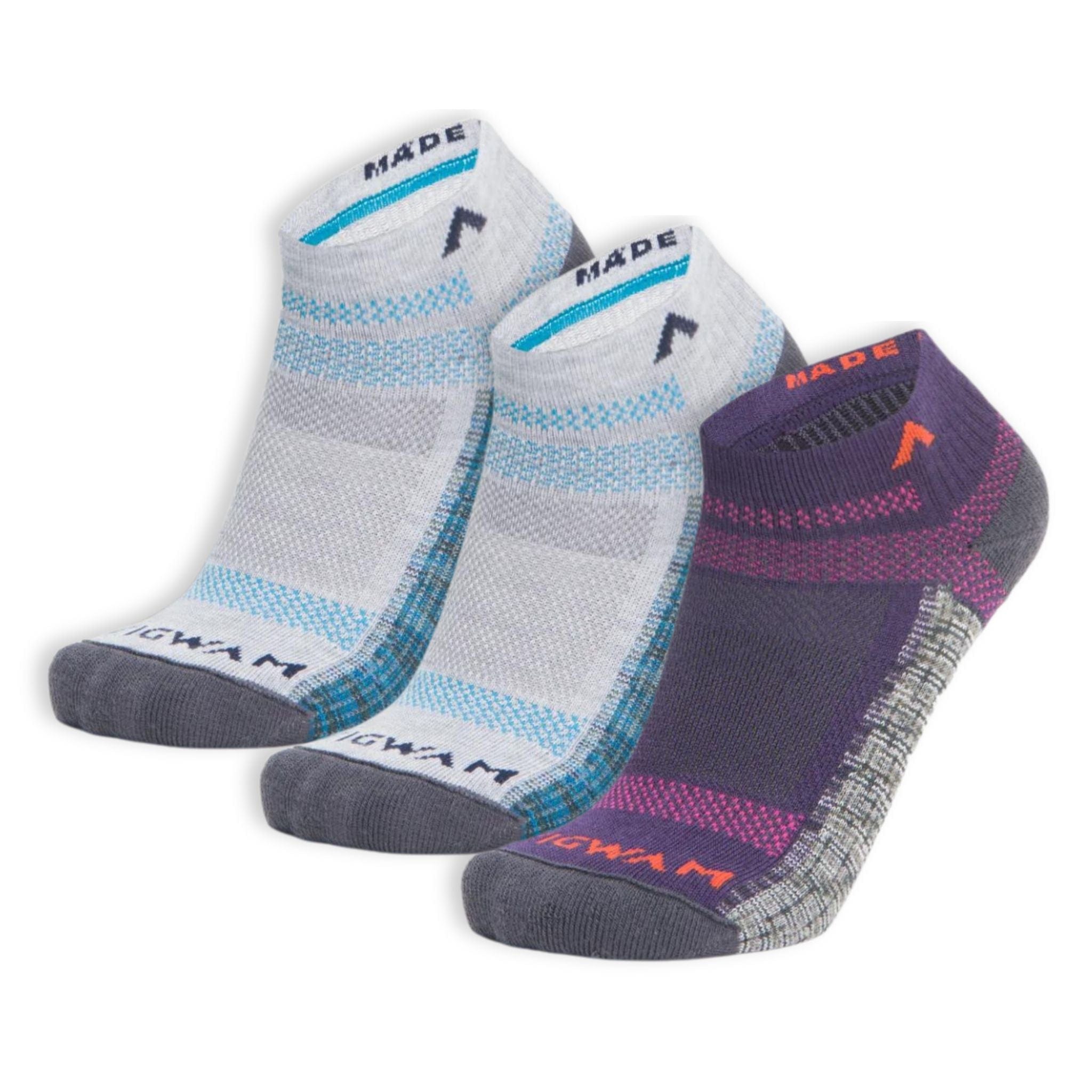 Wigwam Ultra Cool-Lite Low 3-Pack Socks  -  Medium / Caribbean/Granite