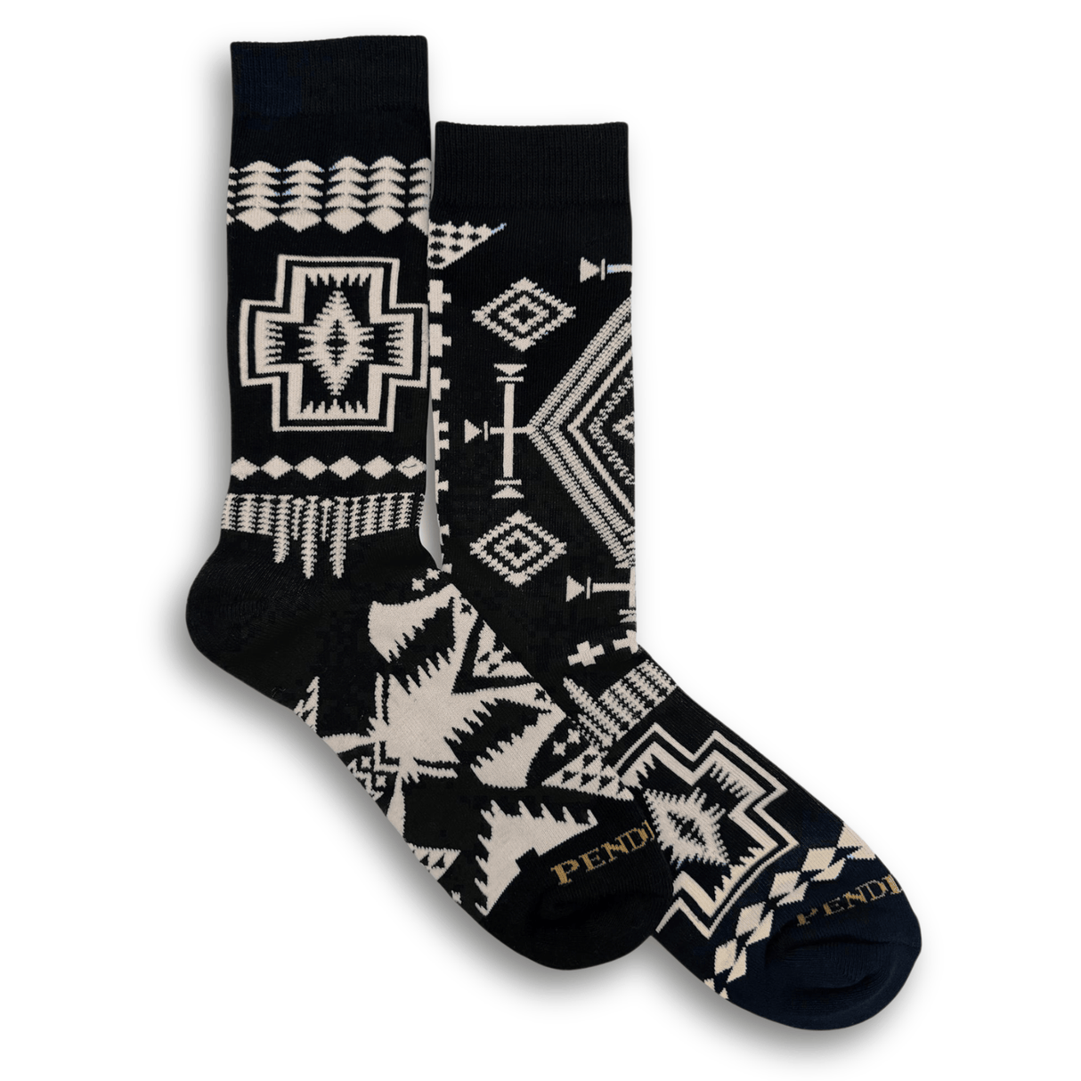 Pendleton Trio Pattern Crew Socks - Medium / Black