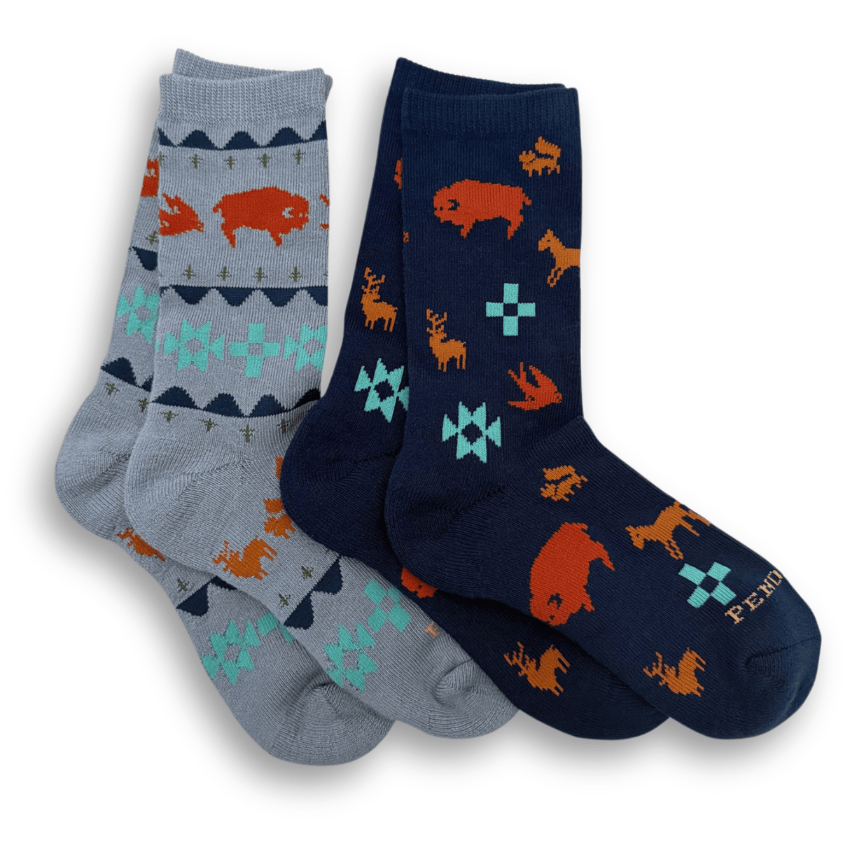 Pendleton Kids Critter Crew 2-Pack Socks - Small / Navy/Gray