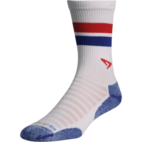 Drymax Running Lite Mesh Crew Socks  -  Small / White w/Royal/Red Stripes