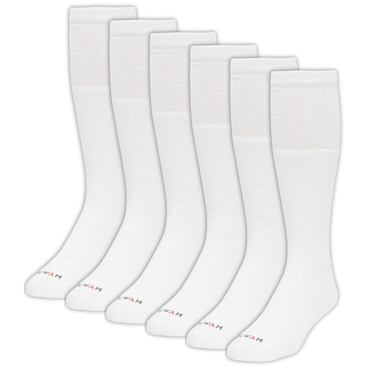 Wigwam Super 60 Tube 6-Pack Midweight Cotton Socks  -  One Size Fits Most / White
